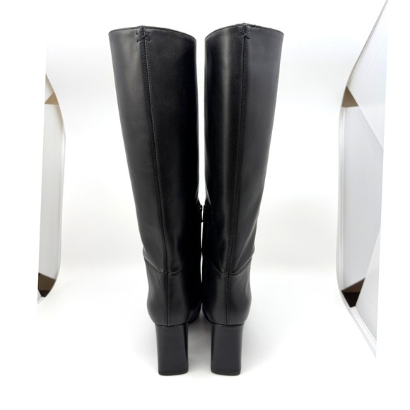 Inez Paloma Black Calf Boots Leather Knee High Block Heel Womens Size 6 - Picture 5 of 16
